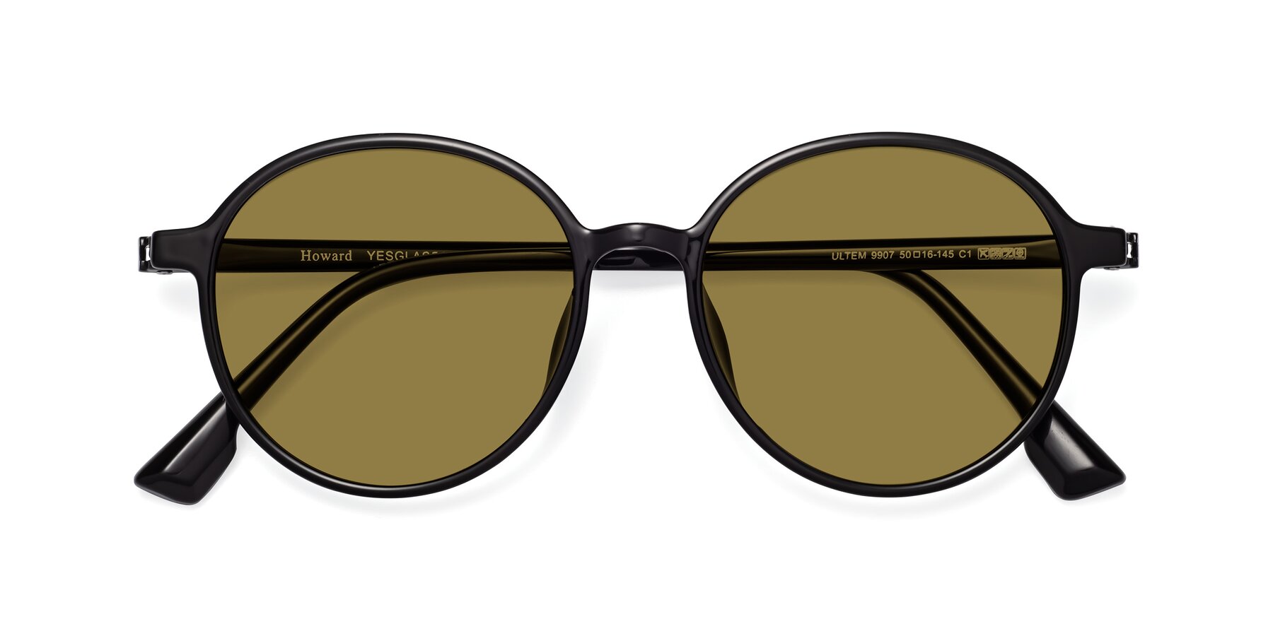 Folded Front of Howard in Black with Brown Polarized Lenses