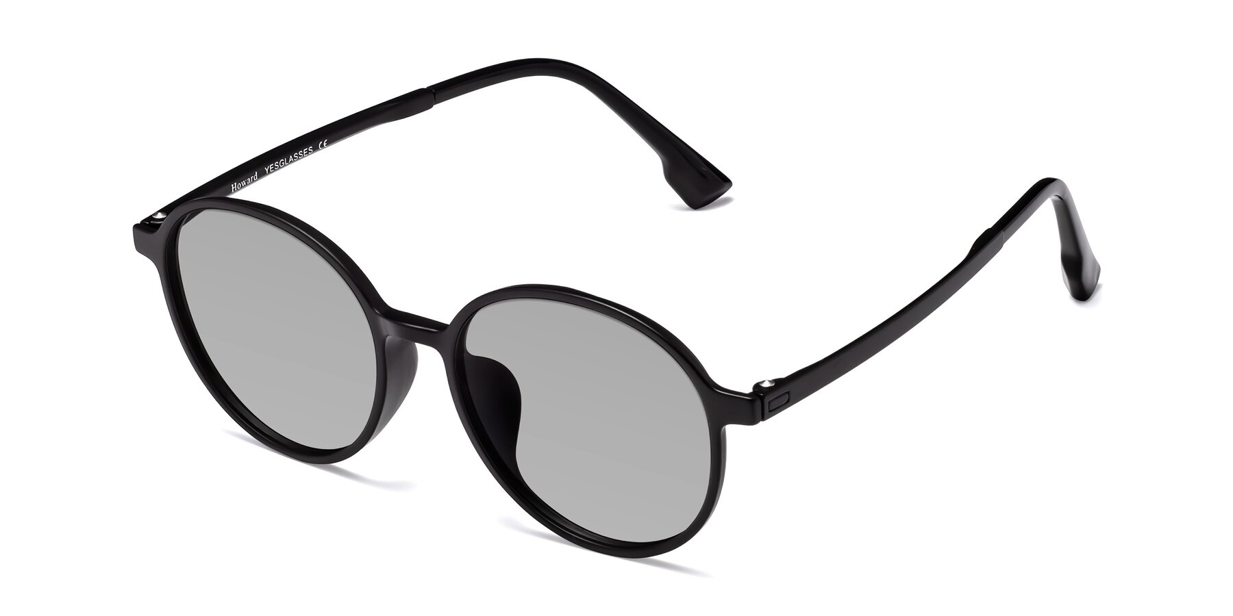 Angle of Howard in Matte Black with Light Gray Tinted Lenses
