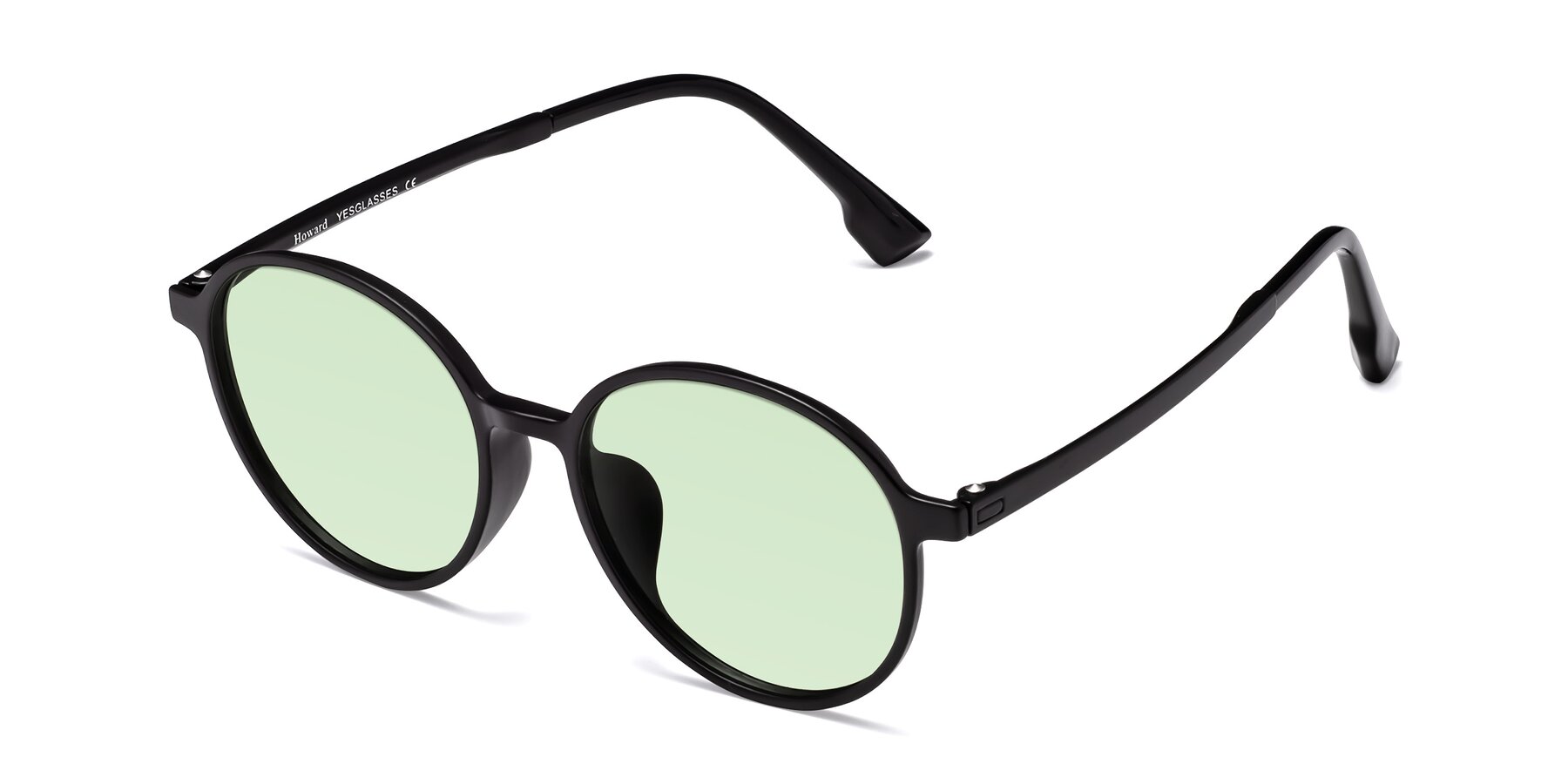 Angle of Howard in Matte Black with Light Green Tinted Lenses