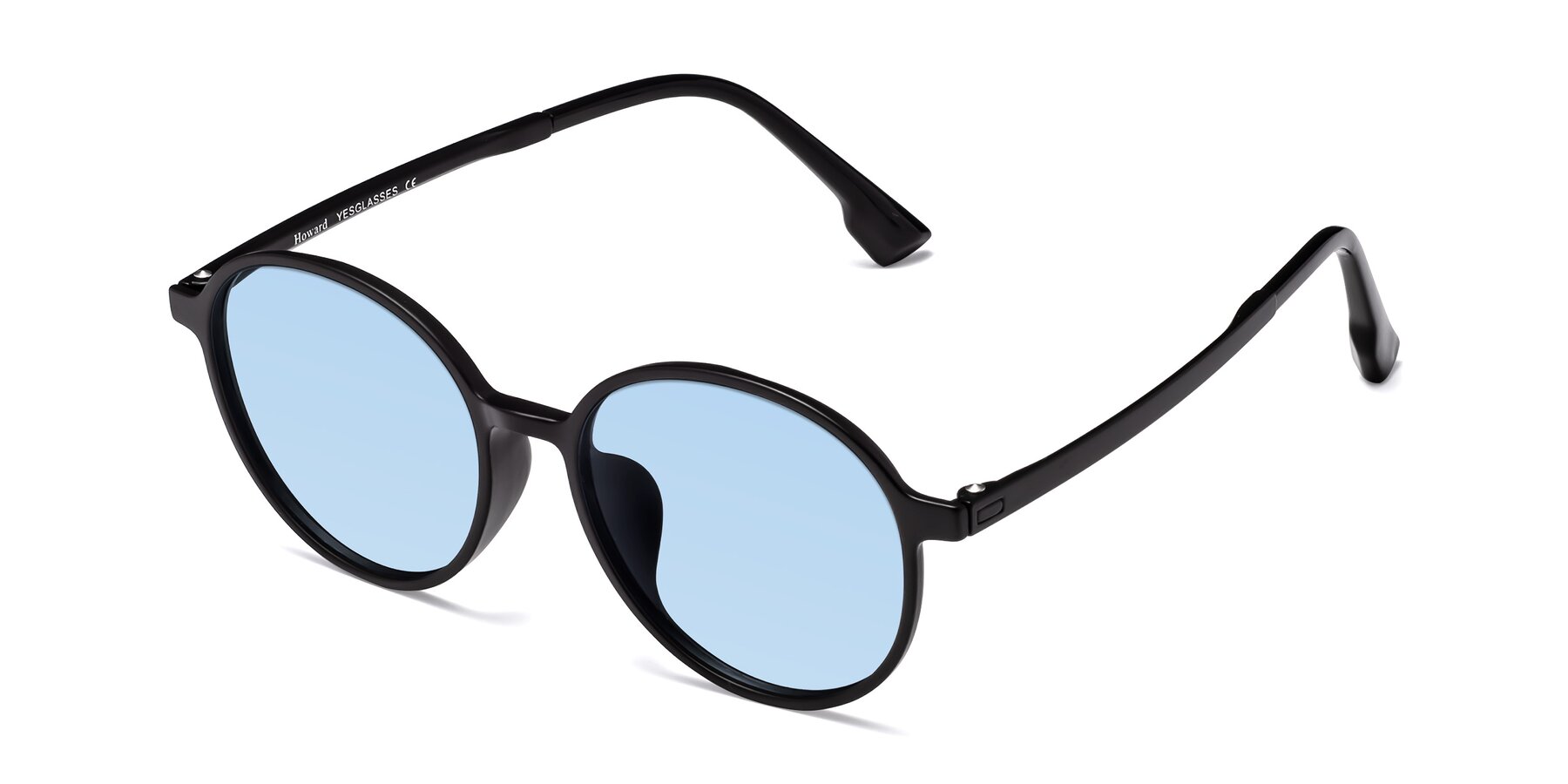 Angle of Howard in Matte Black with Light Blue Tinted Lenses