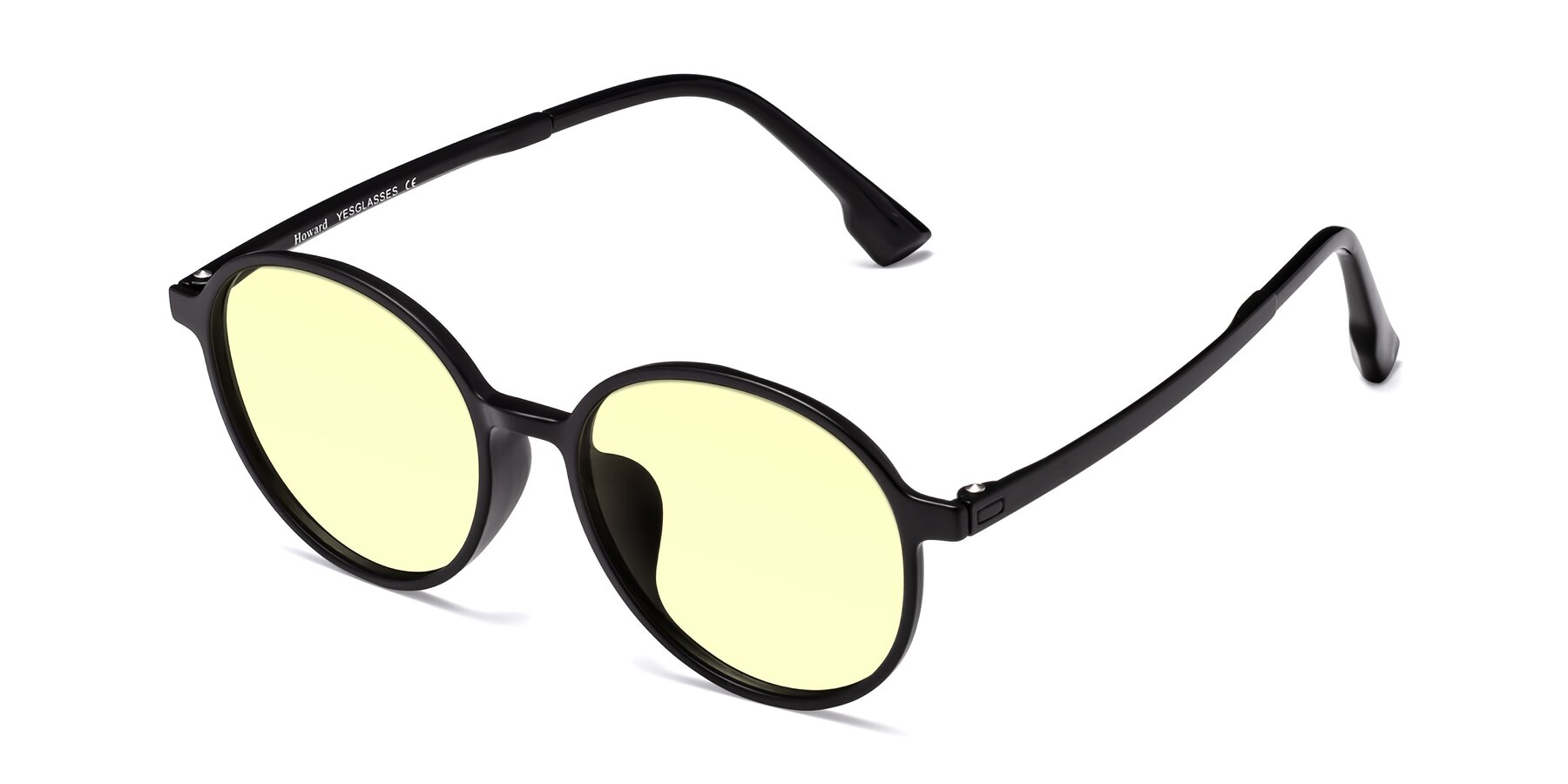 Angle of Howard in Matte Black with Light Yellow Tinted Lenses
