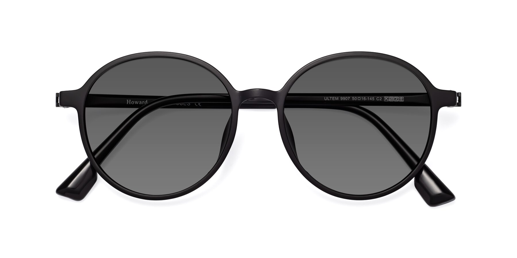 Folded Front of Howard in Matte Black with Medium Gray Tinted Lenses