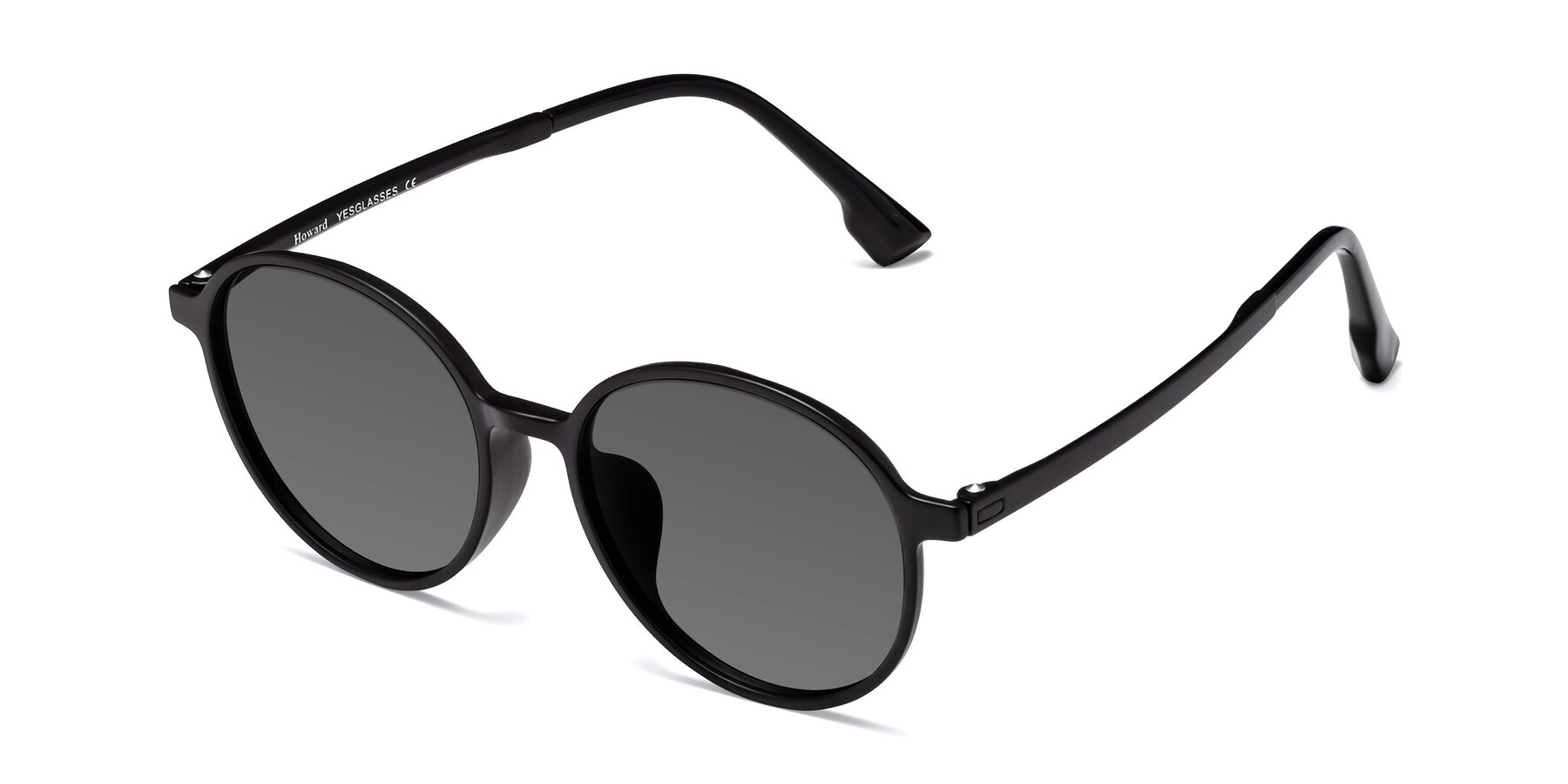 Angle of Howard in Matte Black with Medium Gray Tinted Lenses