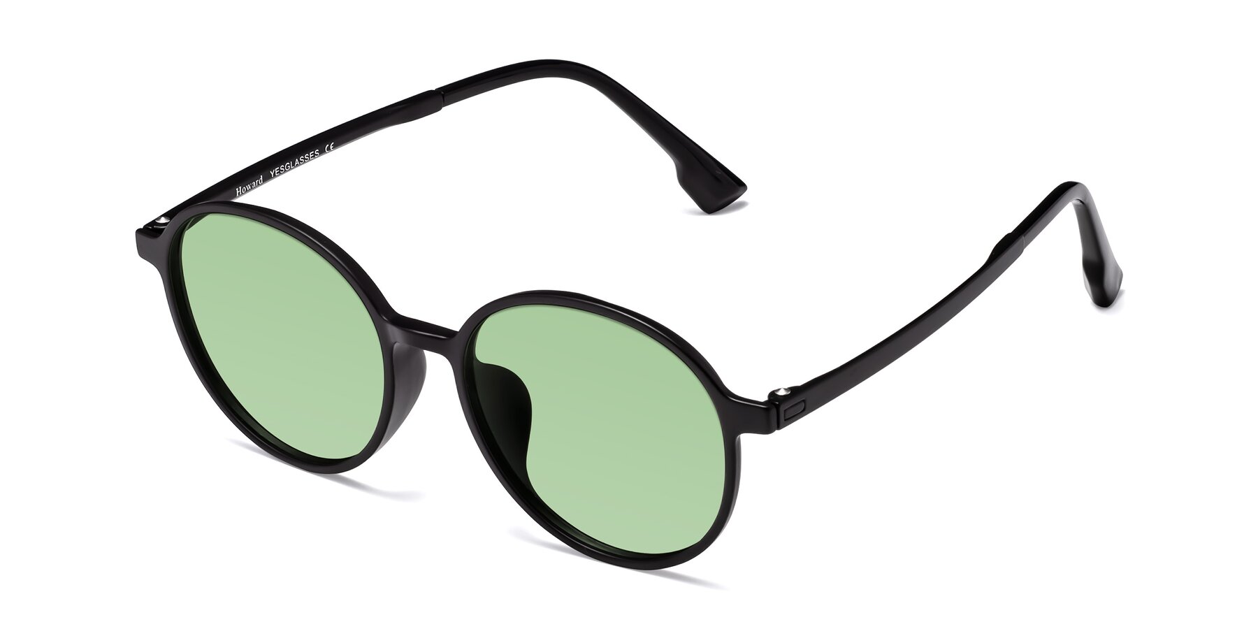 Angle of Howard in Matte Black with Medium Green Tinted Lenses