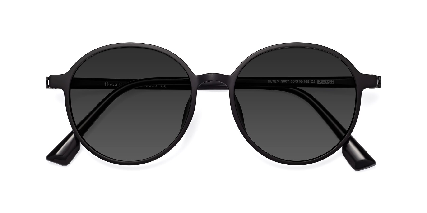 Folded Front of Howard in Matte Black with Gray Tinted Lenses