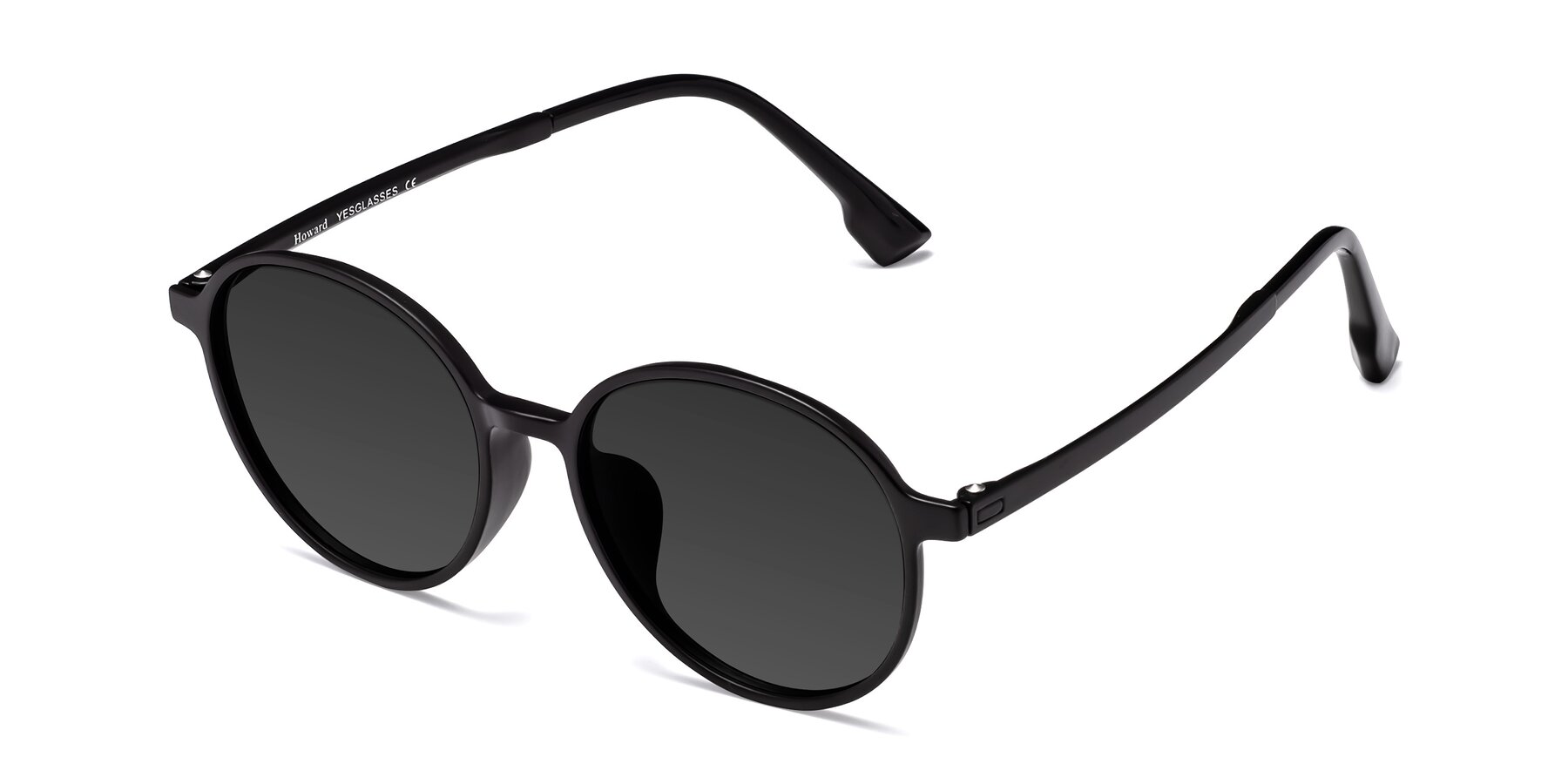 Angle of Howard in Matte Black with Gray Tinted Lenses