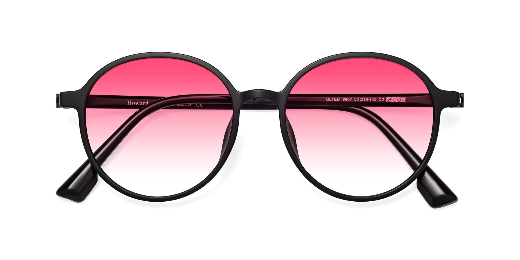 Folded Front of Howard in Matte Black with Pink Gradient Lenses