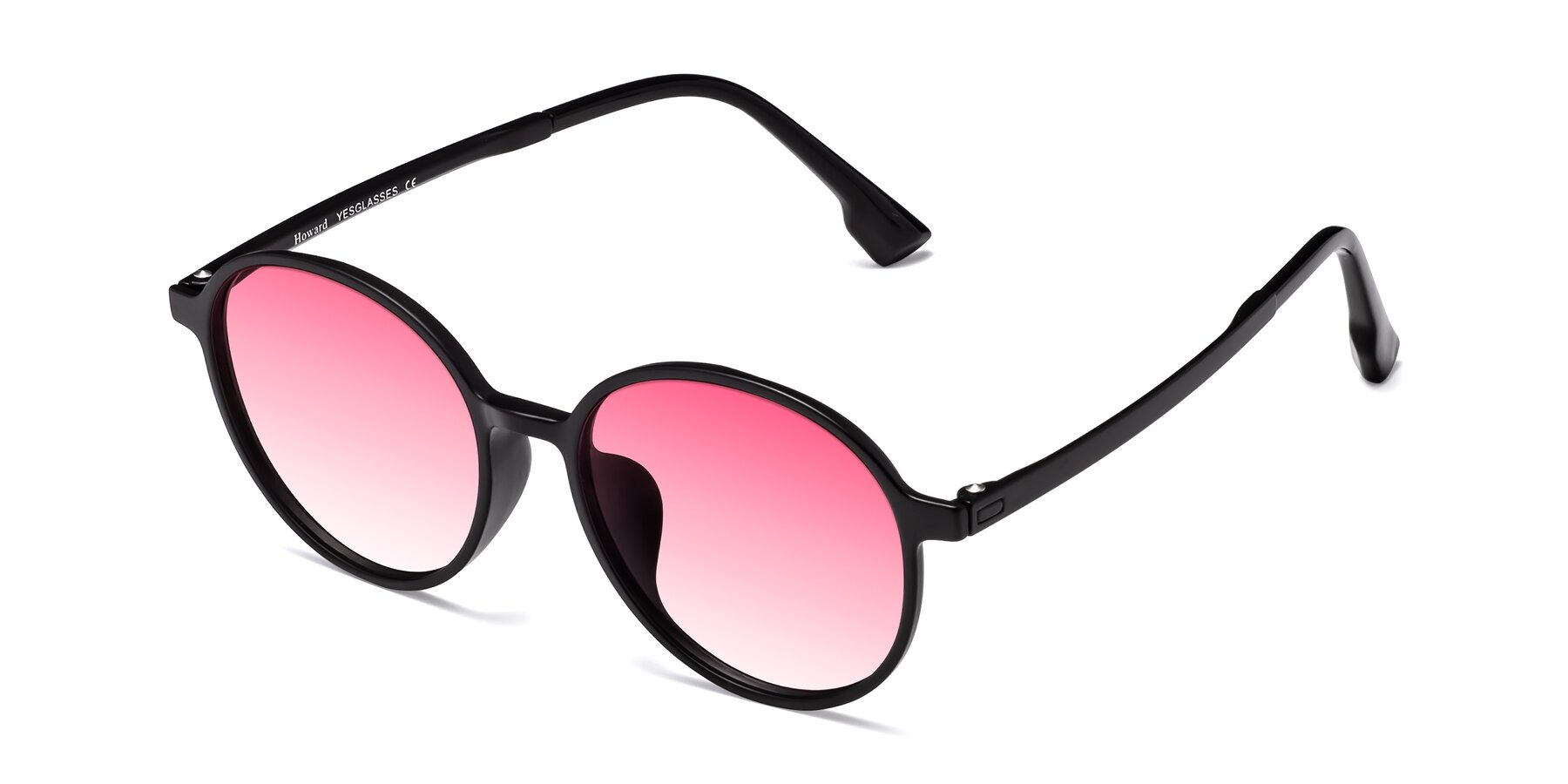 Angle of Howard in Matte Black with Pink Gradient Lenses