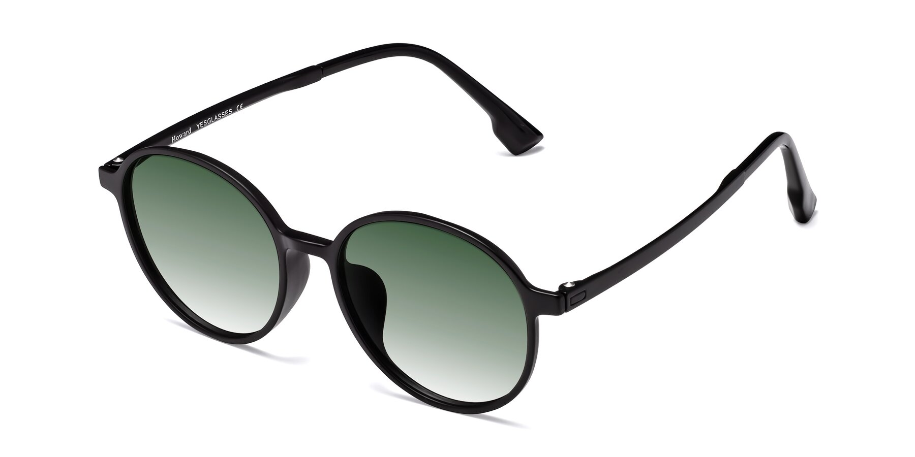 Angle of Howard in Matte Black with Green Gradient Lenses