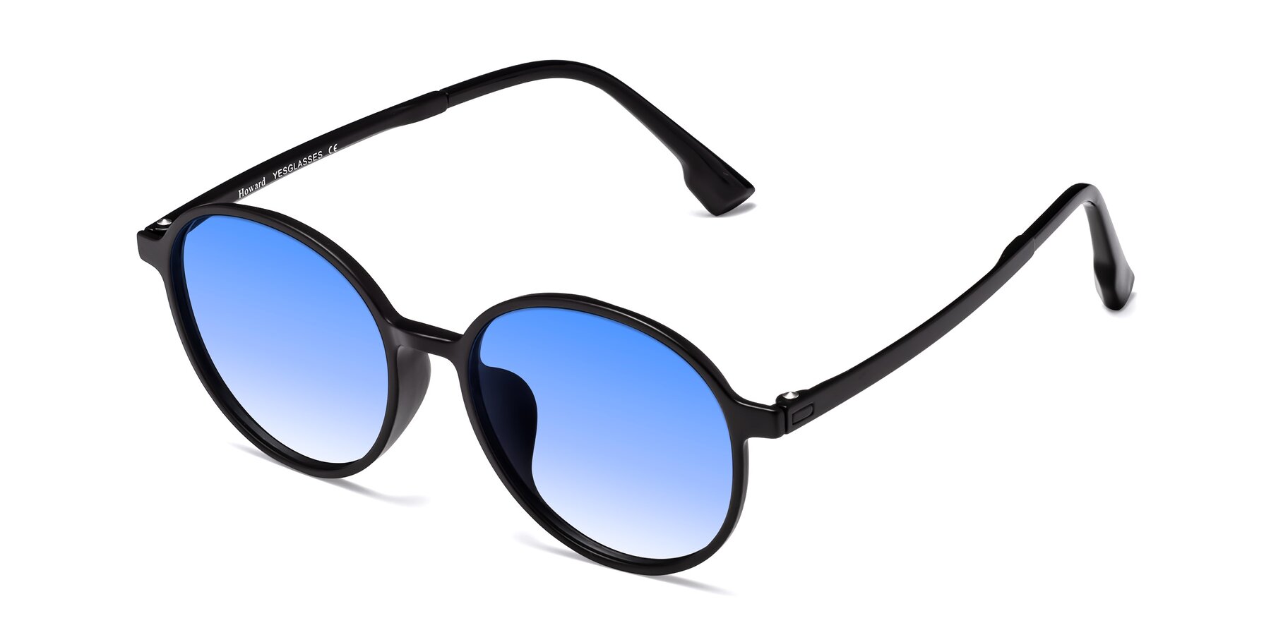 Angle of Howard in Matte Black with Blue Gradient Lenses