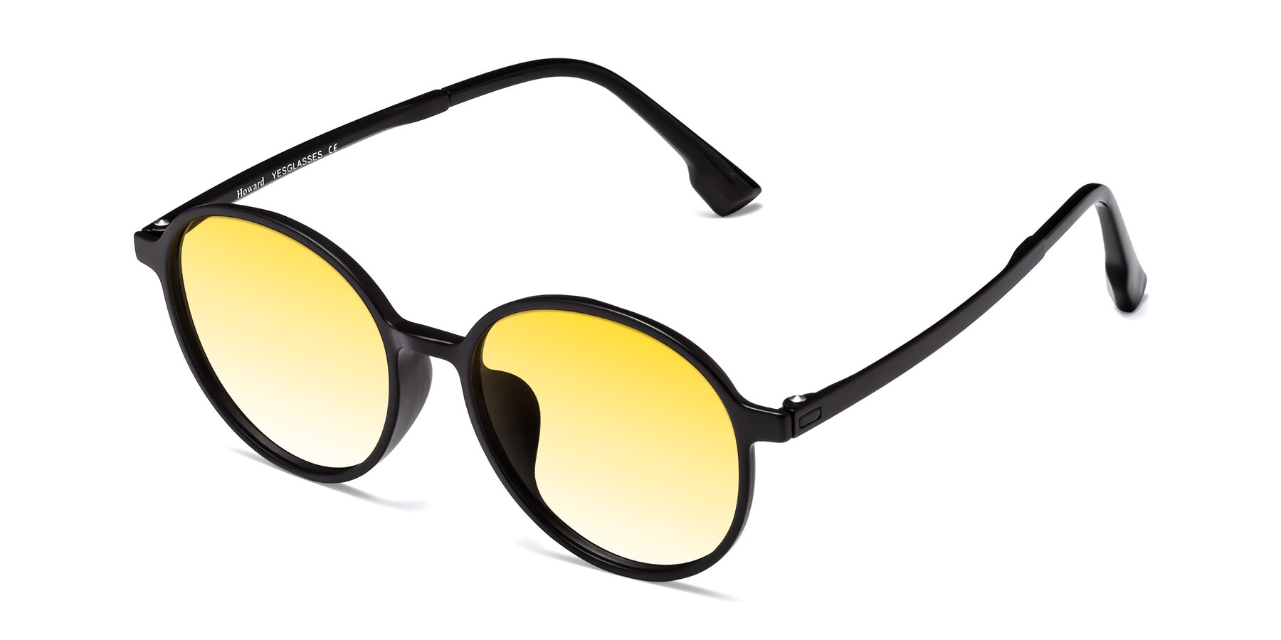 Angle of Howard in Matte Black with Yellow Gradient Lenses