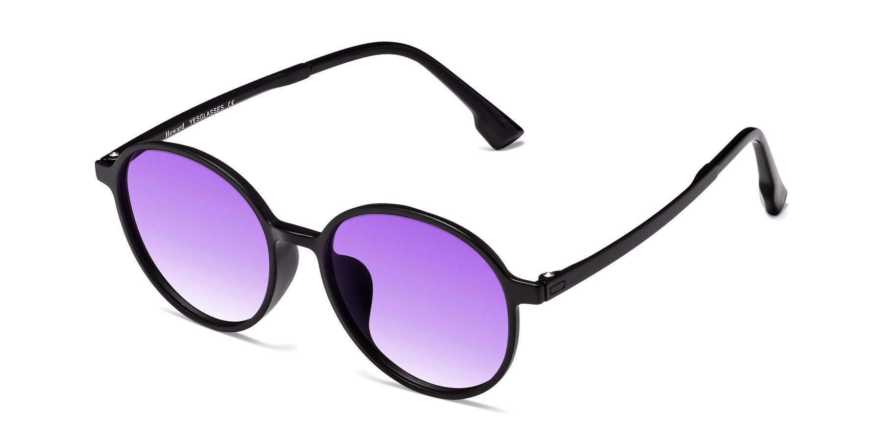 Angle of Howard in Matte Black with Purple Gradient Lenses