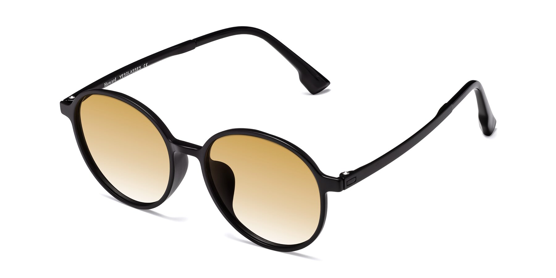 Angle of Howard in Matte Black with Champagne Gradient Lenses