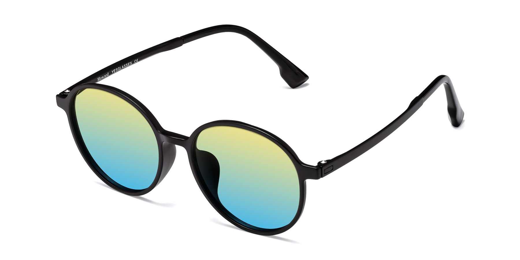 Angle of Howard in Matte Black with Yellow / Blue Gradient Lenses