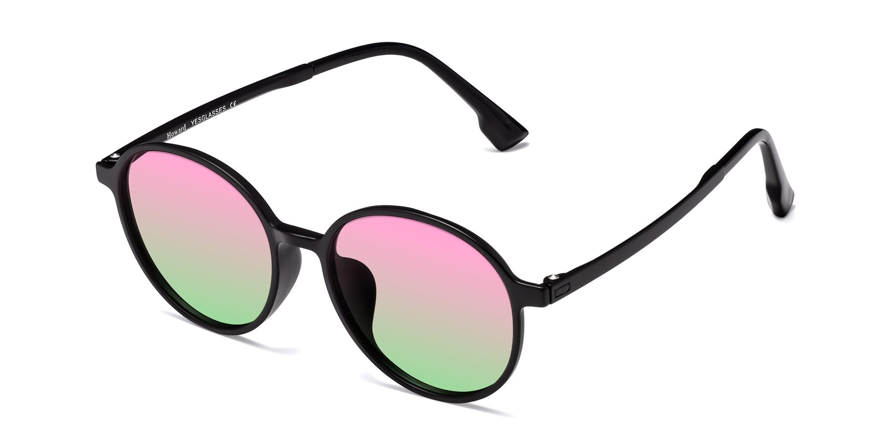 Angle of Howard in Matte Black with Pink / Green Gradient Lenses