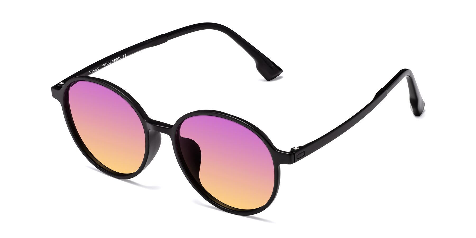 Angle of Howard in Matte Black with Purple / Yellow Gradient Lenses