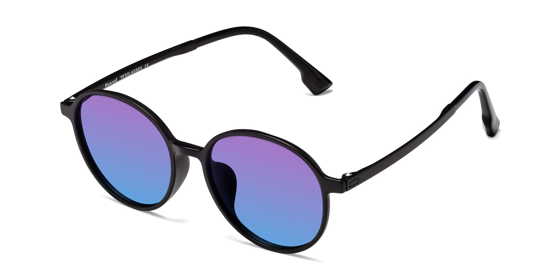 Angle of Howard in Matte Black with Purple / Blue Gradient Lenses