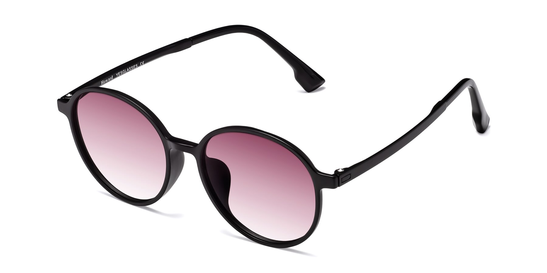 Angle of Howard in Matte Black with Wine Gradient Lenses