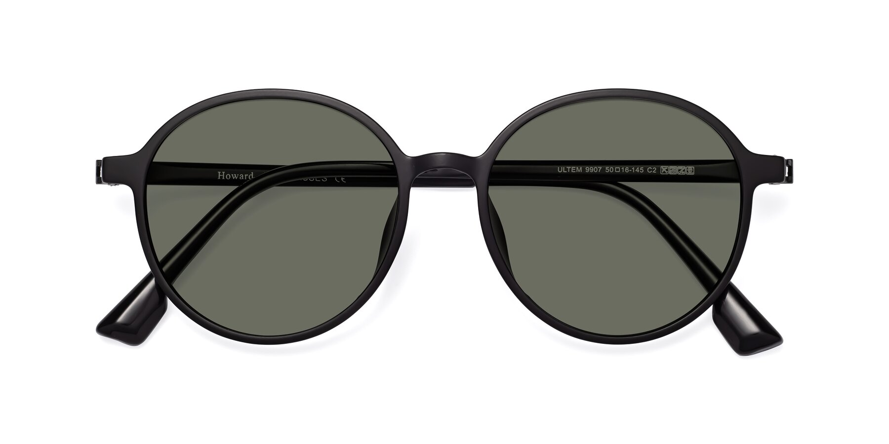 Folded Front of Howard in Matte Black with Gray Polarized Lenses