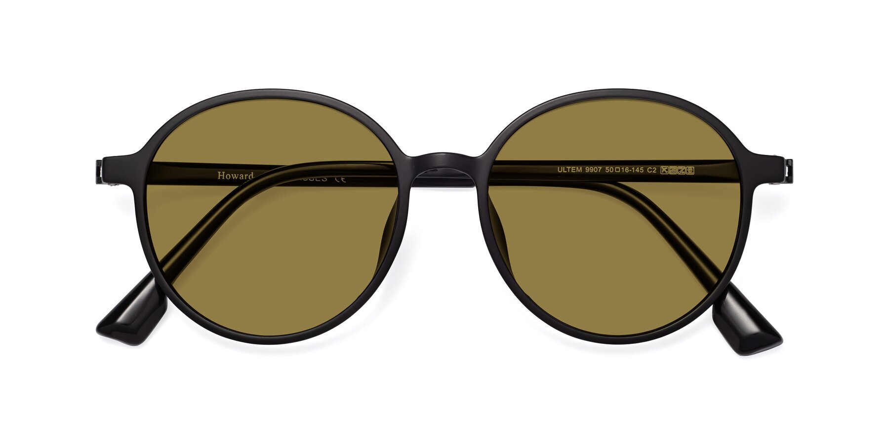 Folded Front of Howard in Matte Black with Brown Polarized Lenses