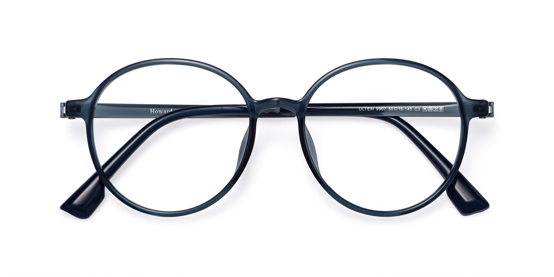 Folded Front of Howard in Deep Sky Blue with Clear Eyeglass Lenses