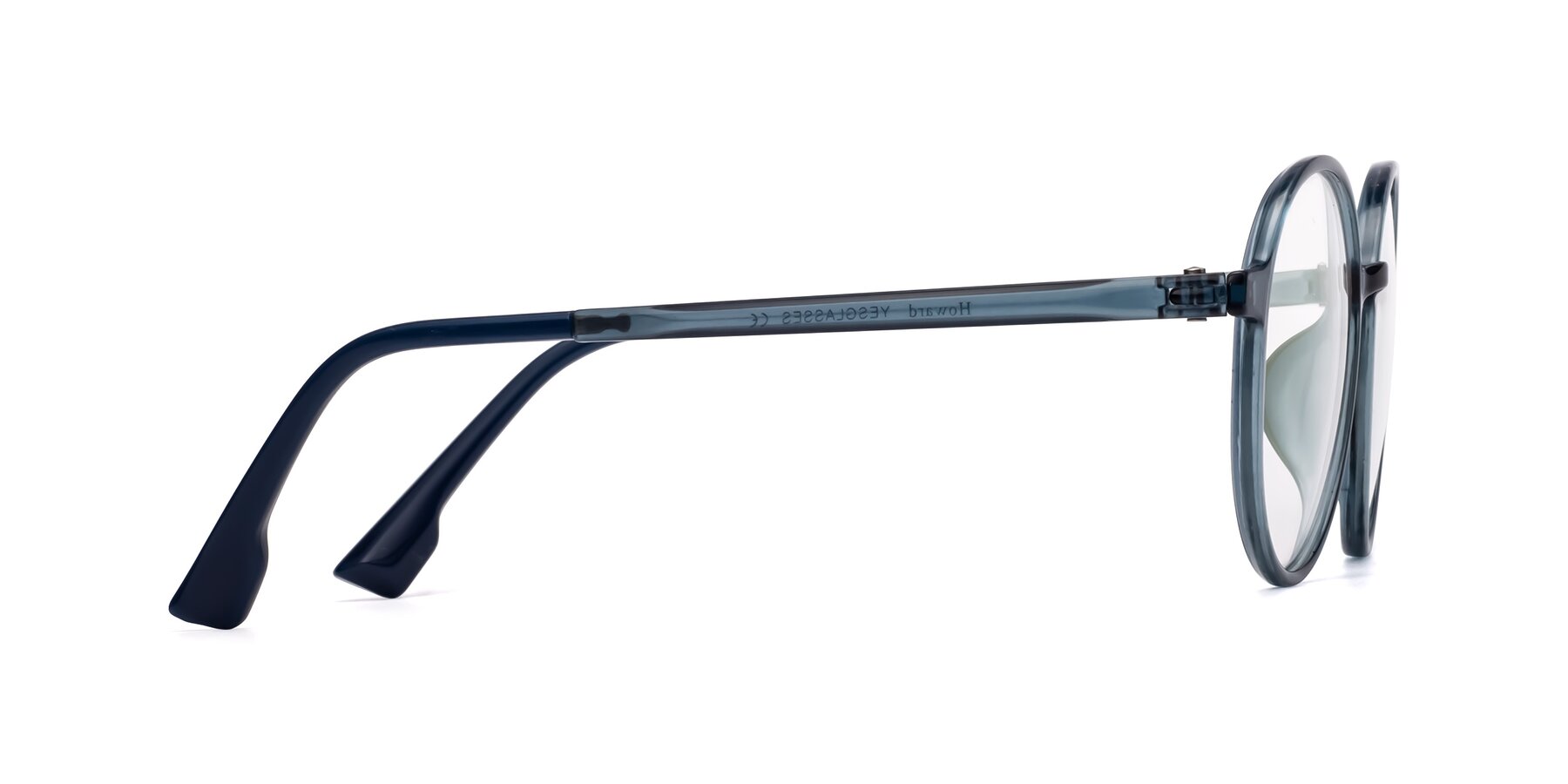 Side of Howard in Deep Sky Blue with Clear Reading Eyeglass Lenses