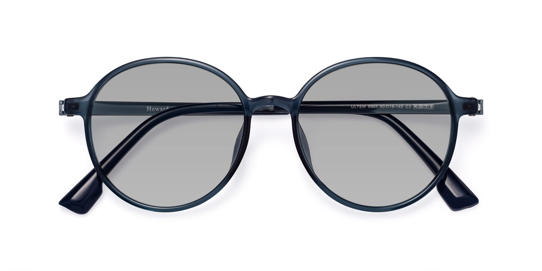 Folded Front of Howard in Deep Sky Blue with Light Gray Tinted Lenses