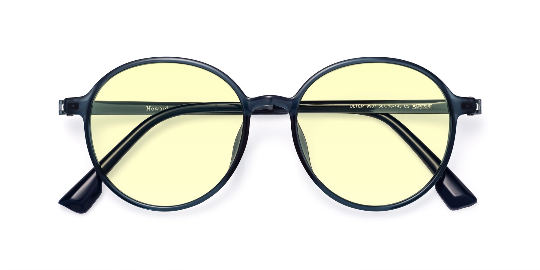 Folded Front of Howard in Deep Sky Blue with Light Yellow Tinted Lenses