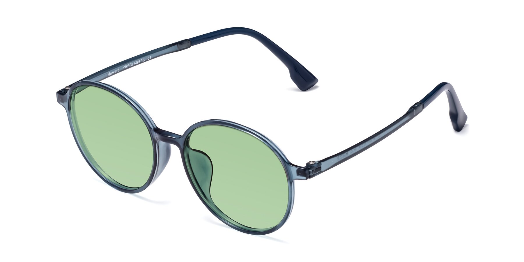 Angle of Howard in Deep Sky Blue with Medium Green Tinted Lenses
