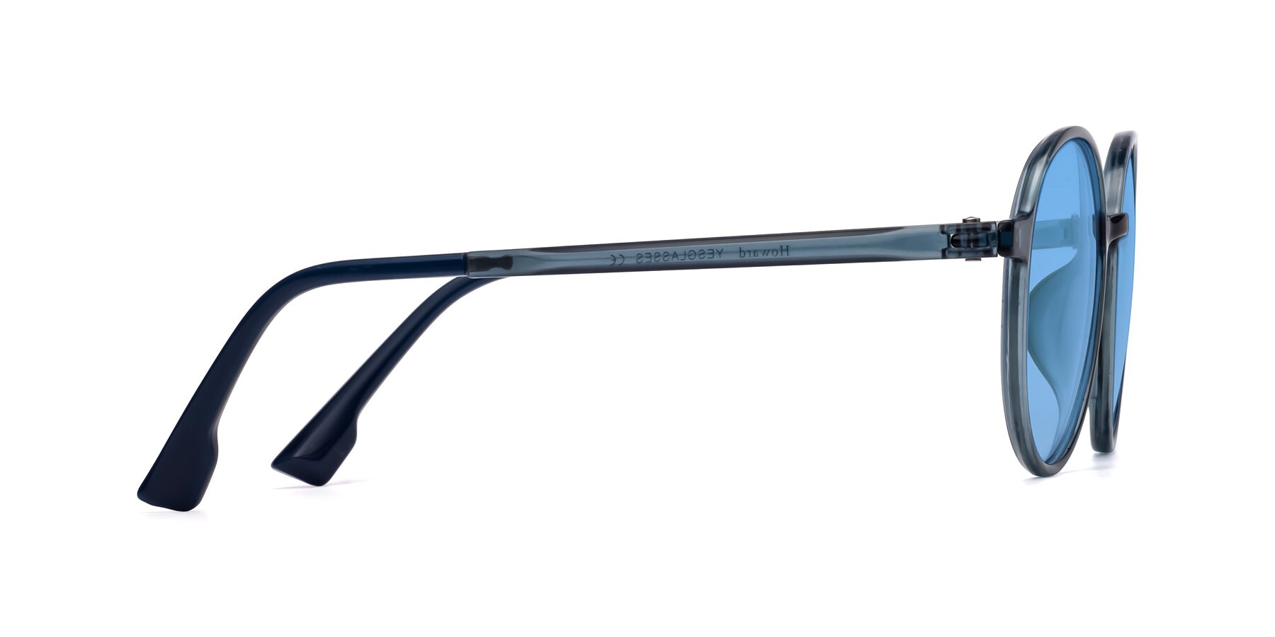 Side of Howard in Deep Sky Blue with Medium Blue Tinted Lenses