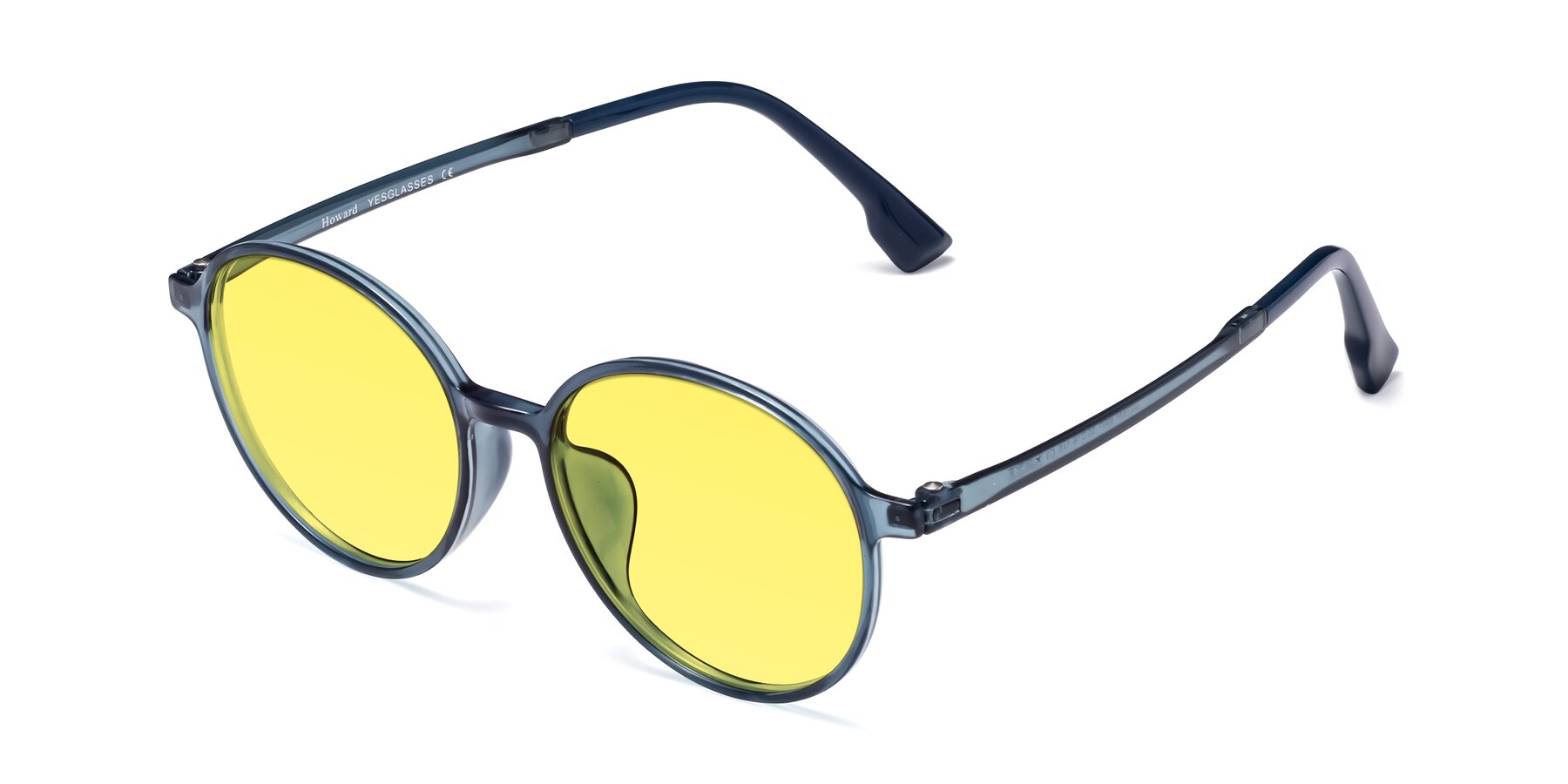 Angle of Howard in Deep Sky Blue with Medium Yellow Tinted Lenses
