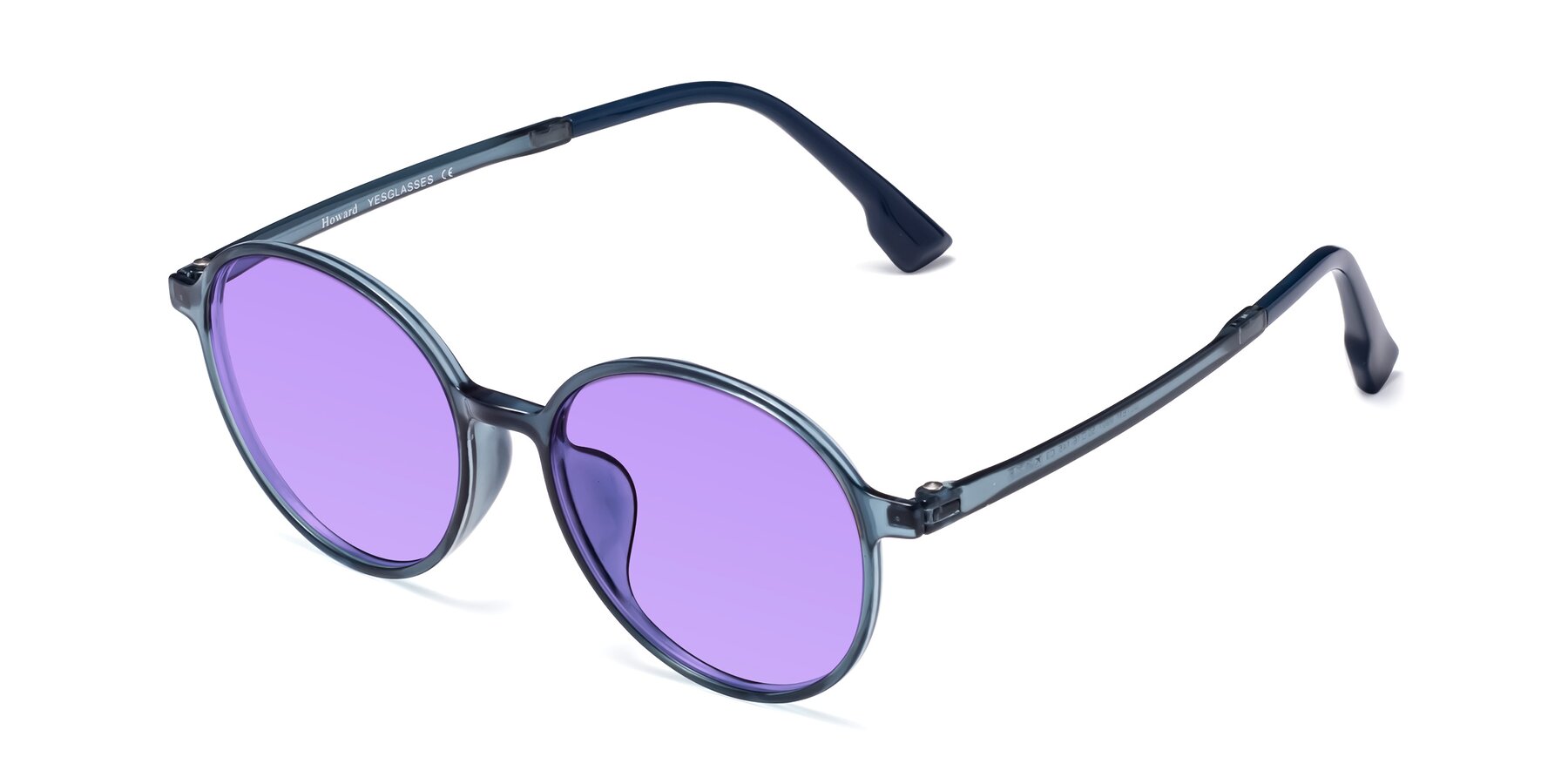 Angle of Howard in Deep Sky Blue with Medium Purple Tinted Lenses