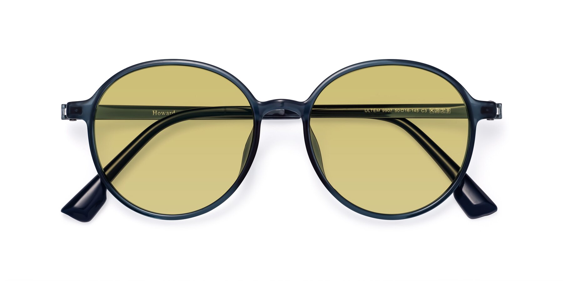 Folded Front of Howard in Deep Sky Blue with Medium Champagne Tinted Lenses