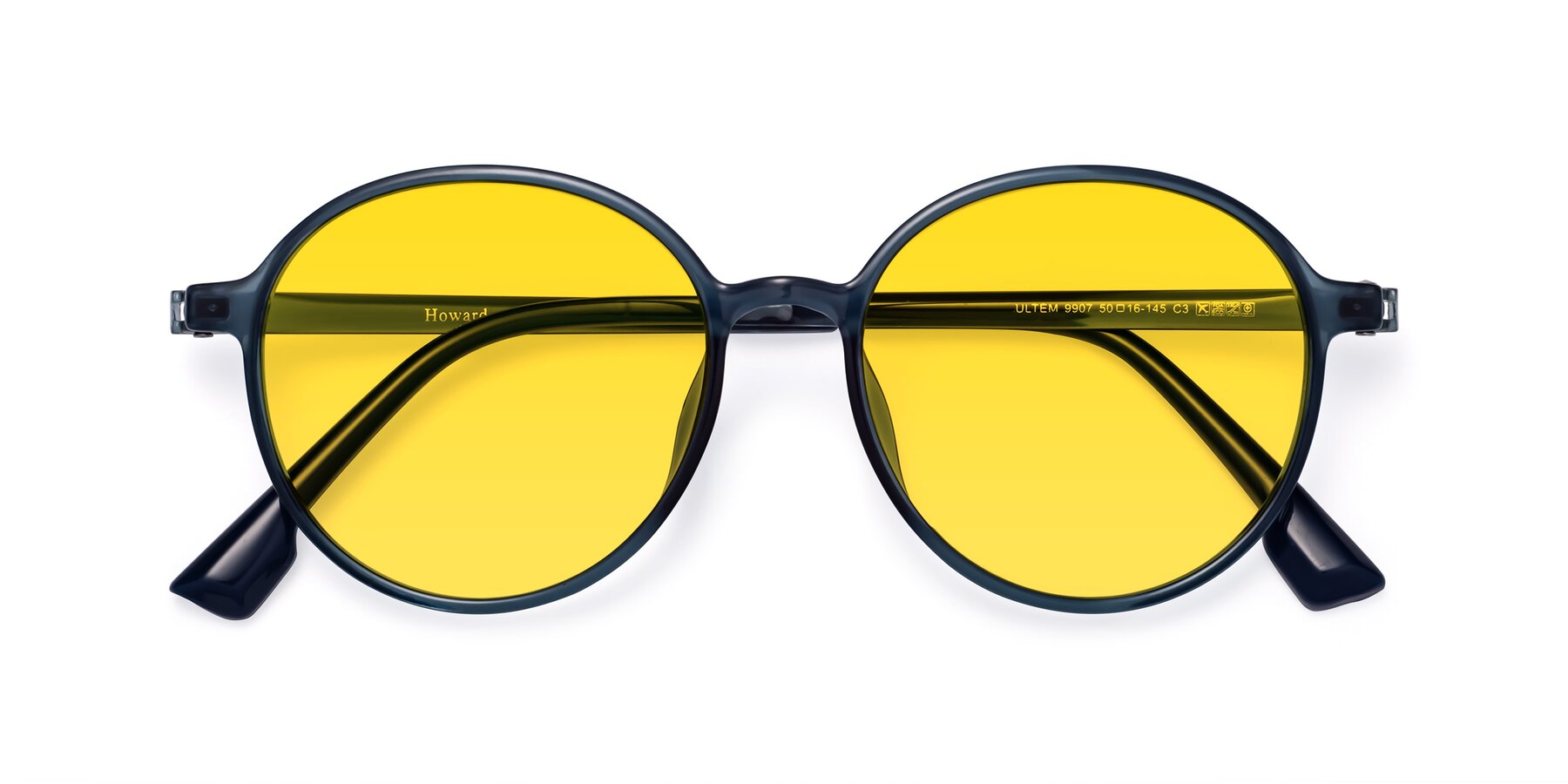 Folded Front of Howard in Deep Sky Blue with Yellow Tinted Lenses