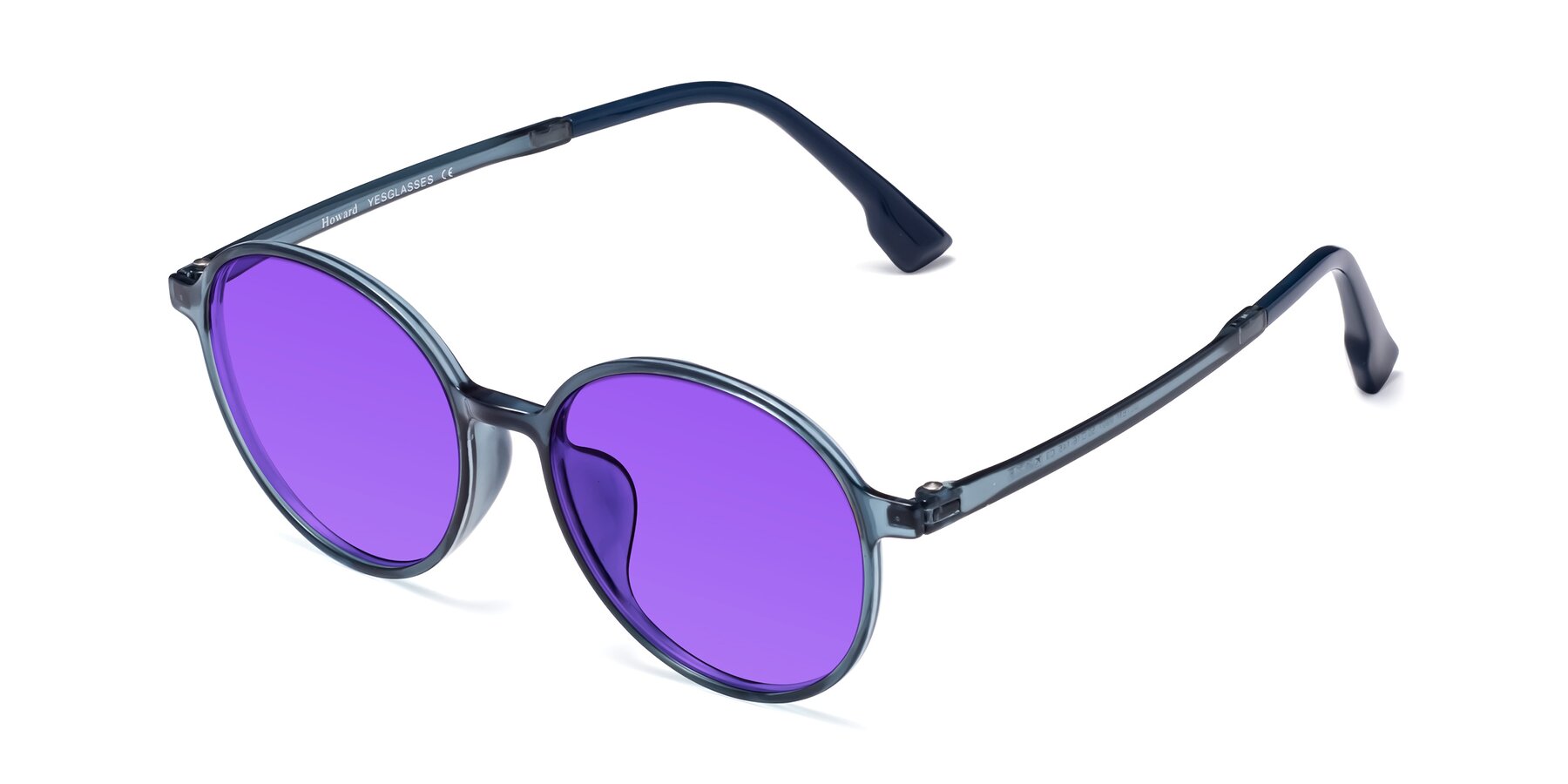 Angle of Howard in Deep Sky Blue with Purple Tinted Lenses