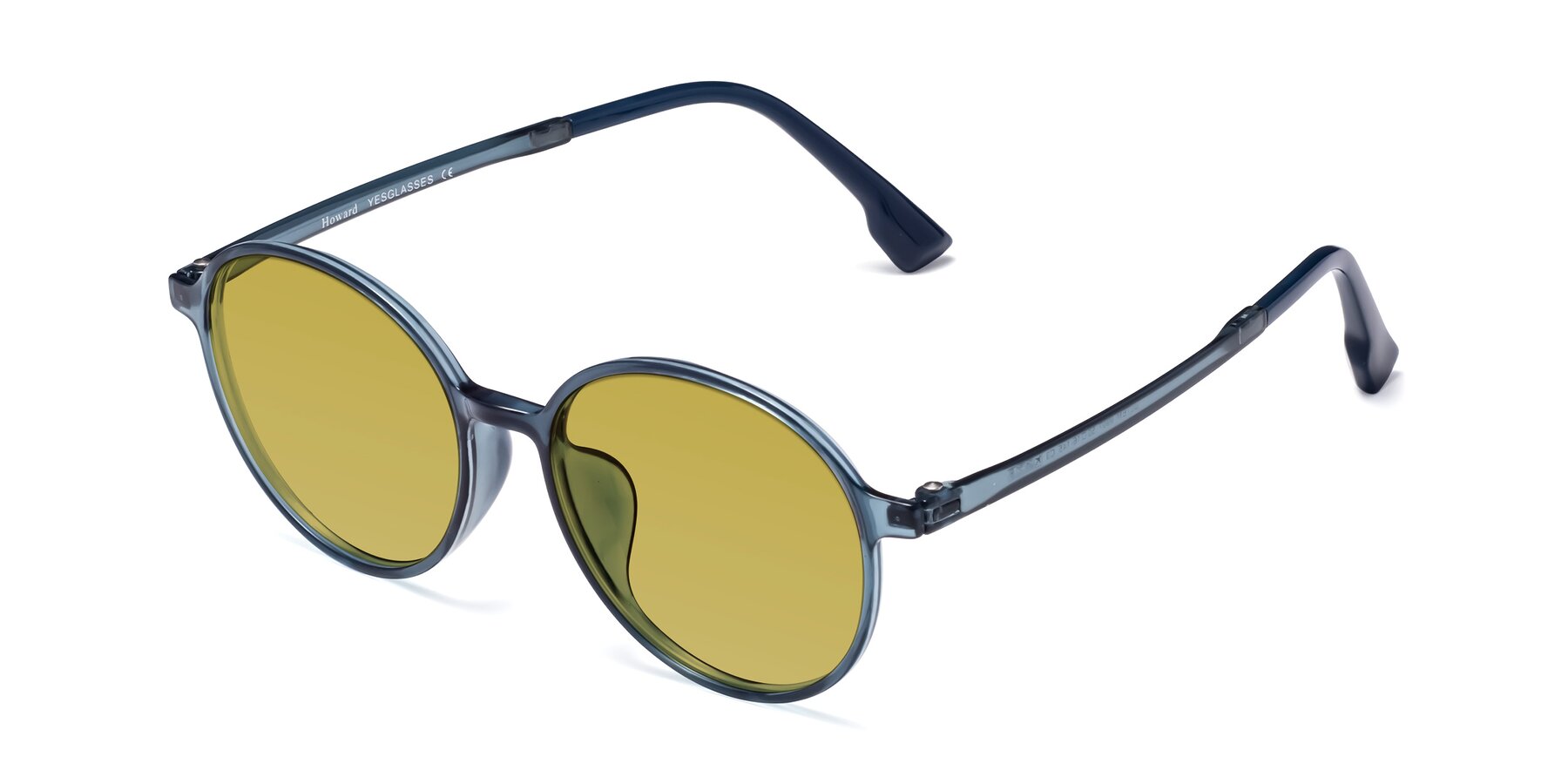 Angle of Howard in Deep Sky Blue with Champagne Tinted Lenses