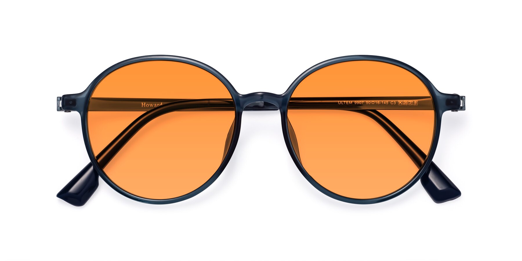 Folded Front of Howard in Deep Sky Blue with Orange Tinted Lenses