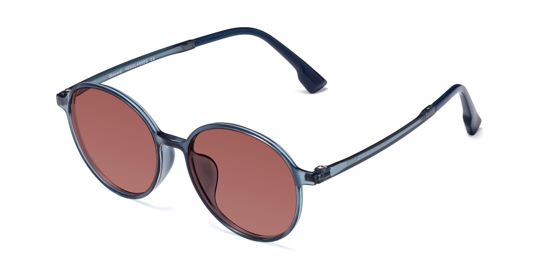 Angle of Howard in Deep Sky Blue with Garnet Tinted Lenses