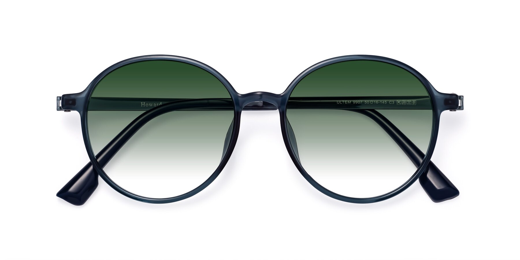 Folded Front of Howard in Deep Sky Blue with Green Gradient Lenses
