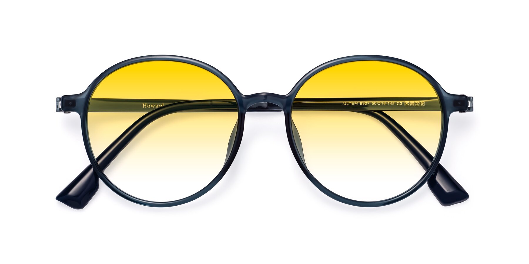 Folded Front of Howard in Deep Sky Blue with Yellow Gradient Lenses