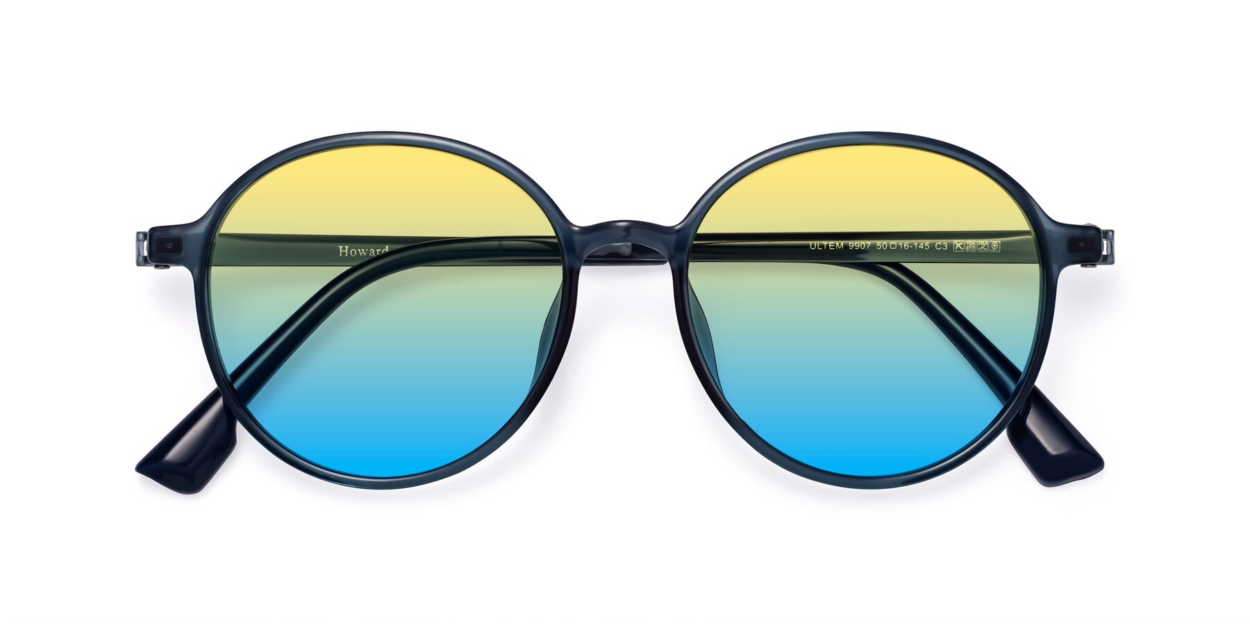 Folded Front of Howard in Deep Sky Blue with Yellow / Blue Gradient Lenses
