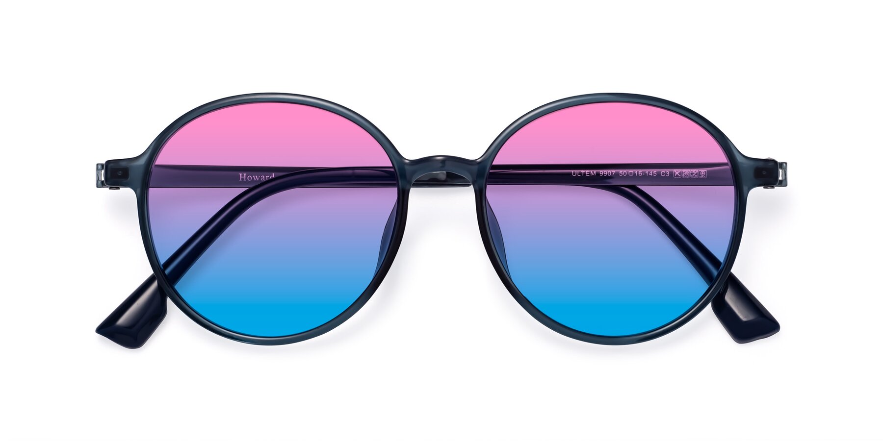 Folded Front of Howard in Deep Sky Blue with Pink / Blue Gradient Lenses