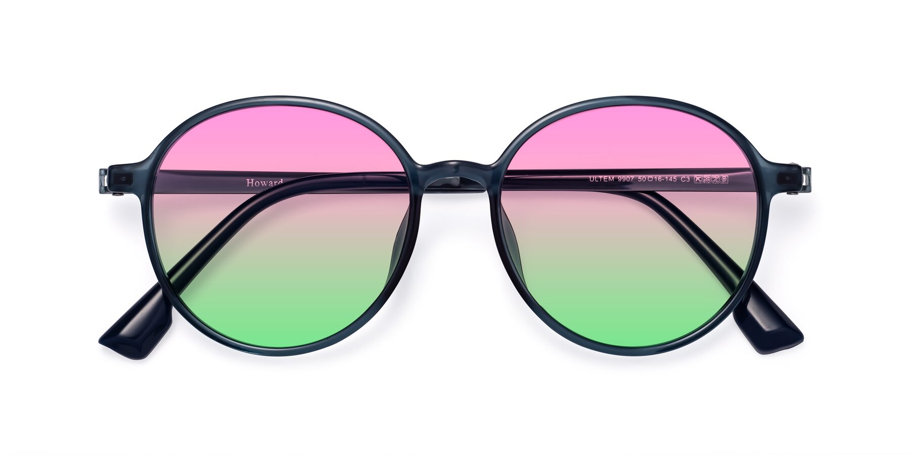 Folded Front of Howard in Deep Sky Blue with Pink / Green Gradient Lenses