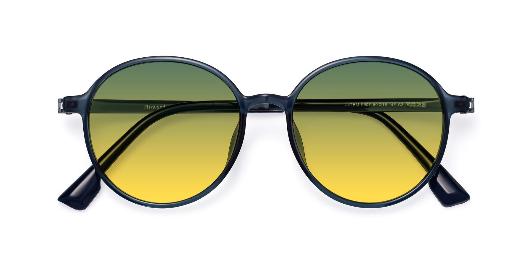Folded Front of Howard in Deep Sky Blue with Green / Yellow Gradient Lenses