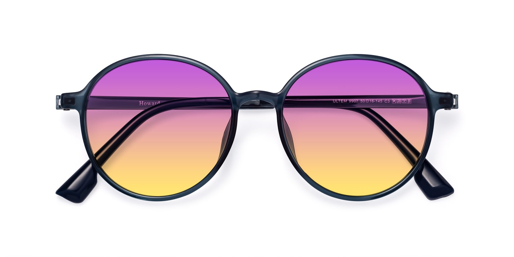 Folded Front of Howard in Deep Sky Blue with Purple / Yellow Gradient Lenses