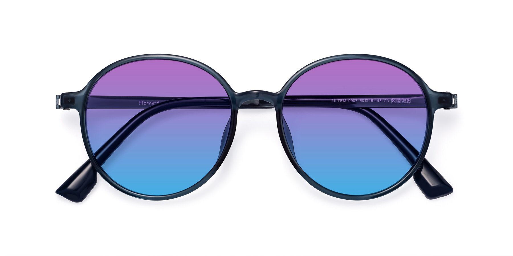Folded Front of Howard in Deep Sky Blue with Purple / Blue Gradient Lenses