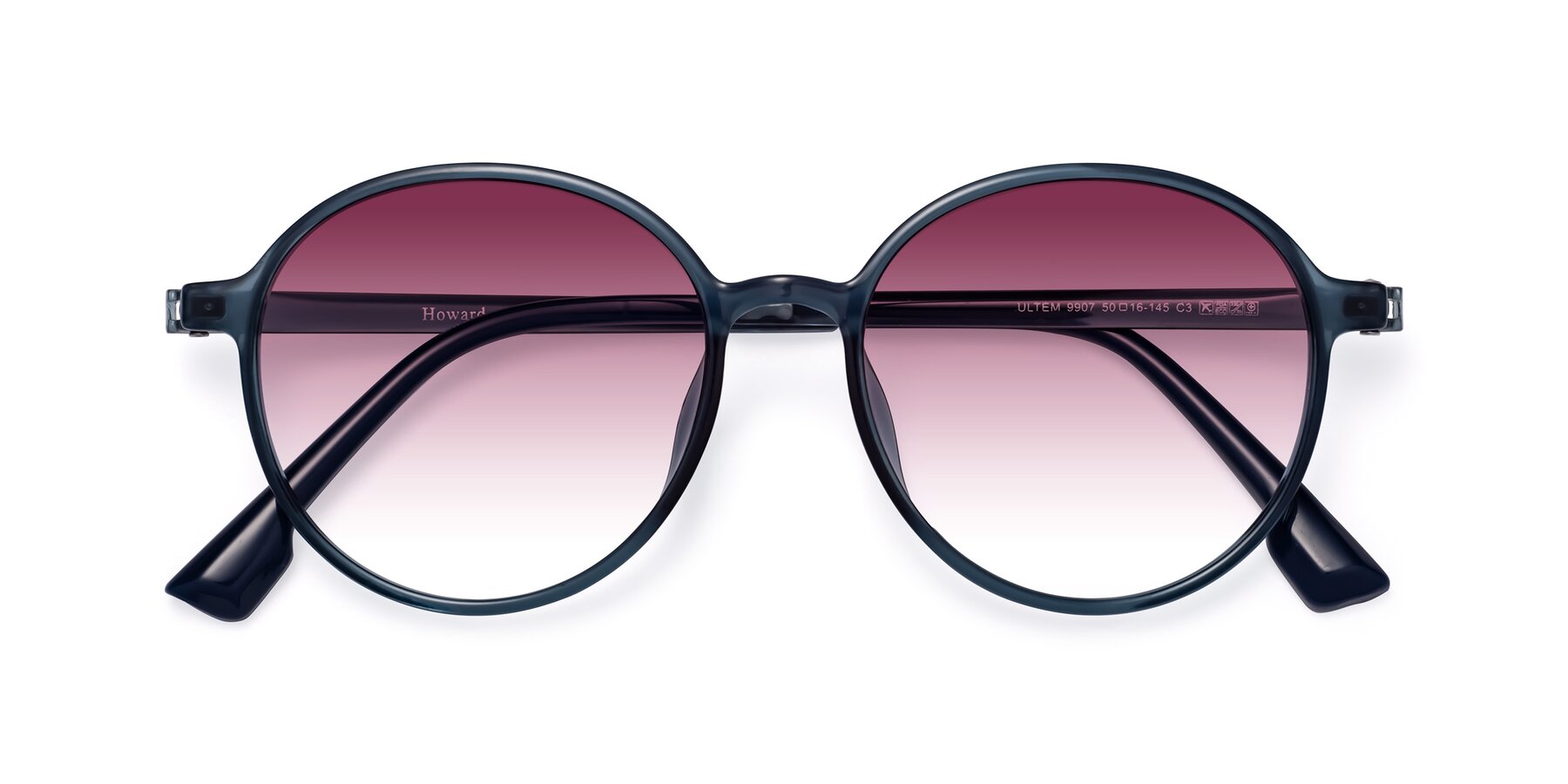 Folded Front of Howard in Deep Sky Blue with Wine Gradient Lenses