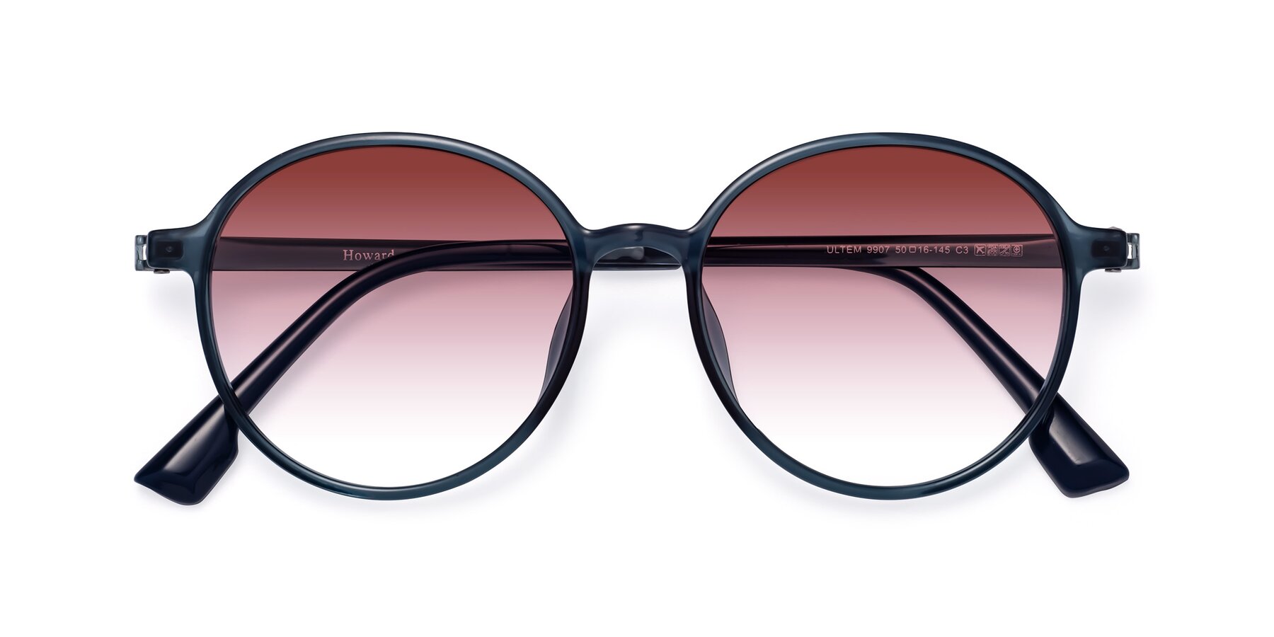 Folded Front of Howard in Deep Sky Blue with Garnet Gradient Lenses