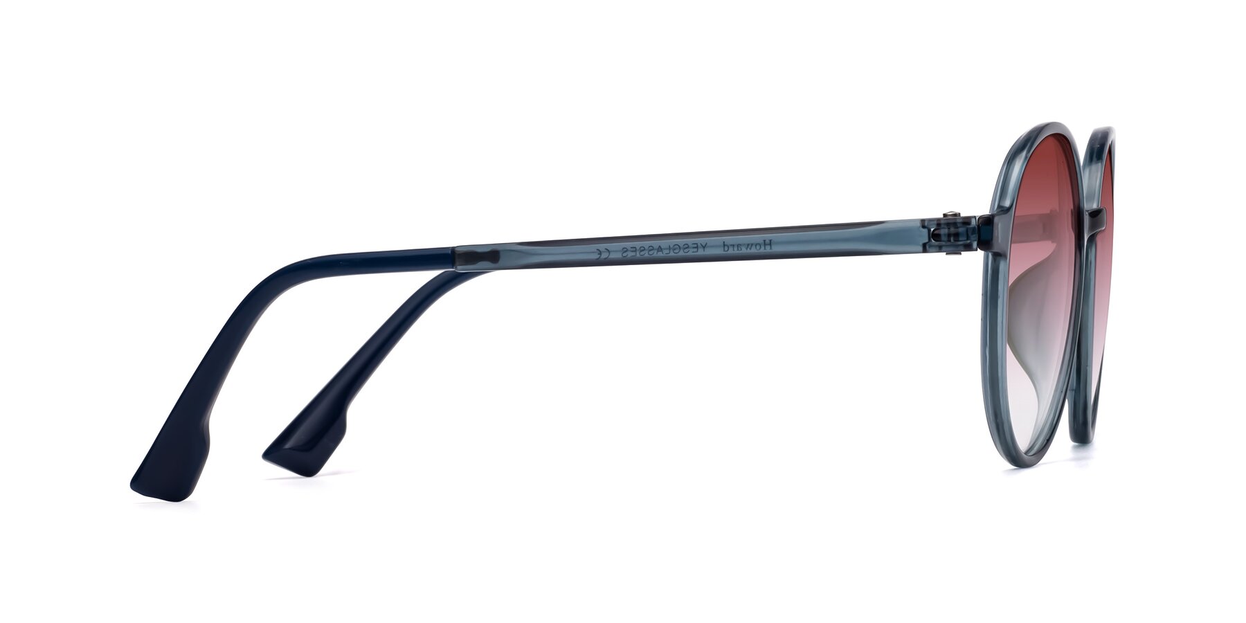 Side of Howard in Deep Sky Blue with Garnet Gradient Lenses