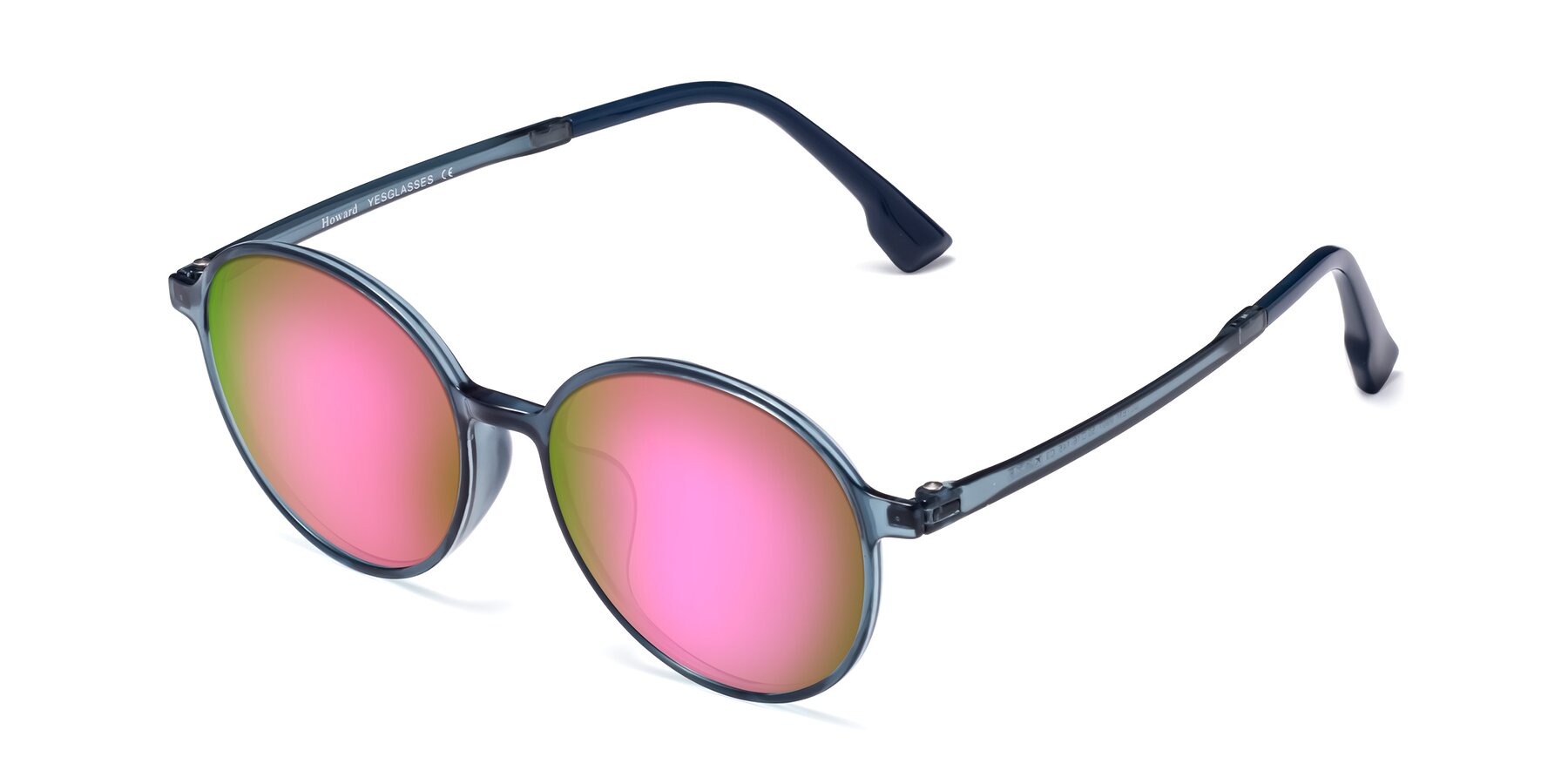 Angle of Howard in Deep Sky Blue with Pink Mirrored Lenses